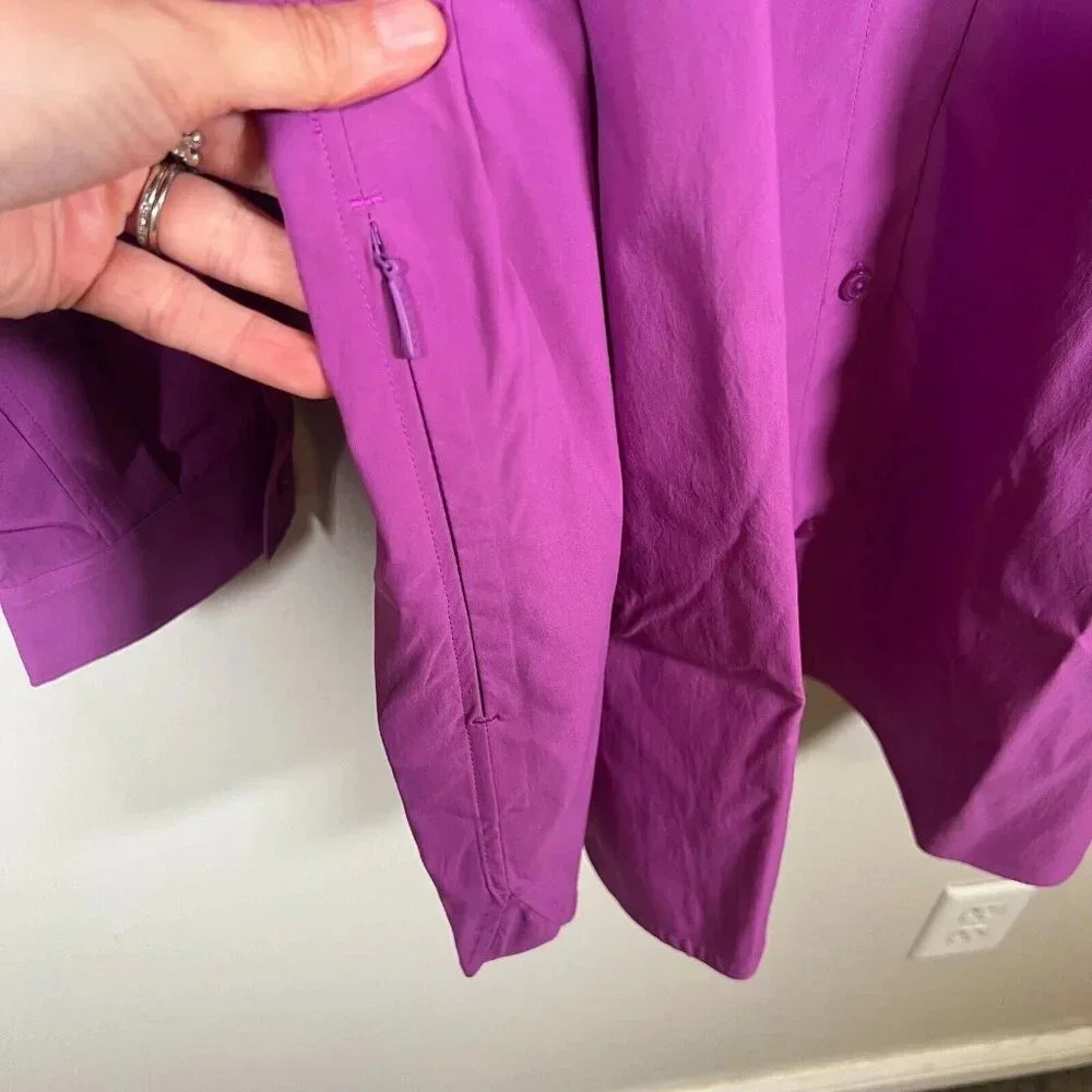 Athleta Oversized Poplin Top Button Up Size 3X Jazzy Purple Work Travel Office - Picture 7 of 13